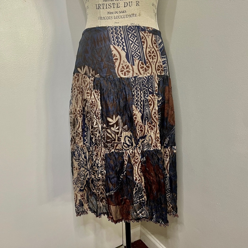 NEW Vision Apparel Women’s Silk Floral Midi Skirt Size 22W Beaded Flowy